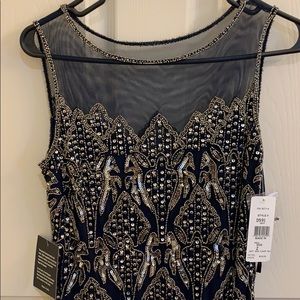 Navy sequenced cocktail dress